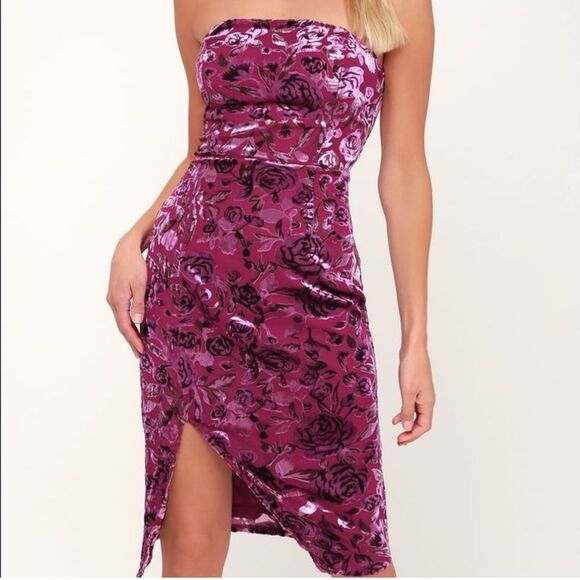 Lulu's Dresses & Skirts - Lulu's Strapless Floral Dress in Purple